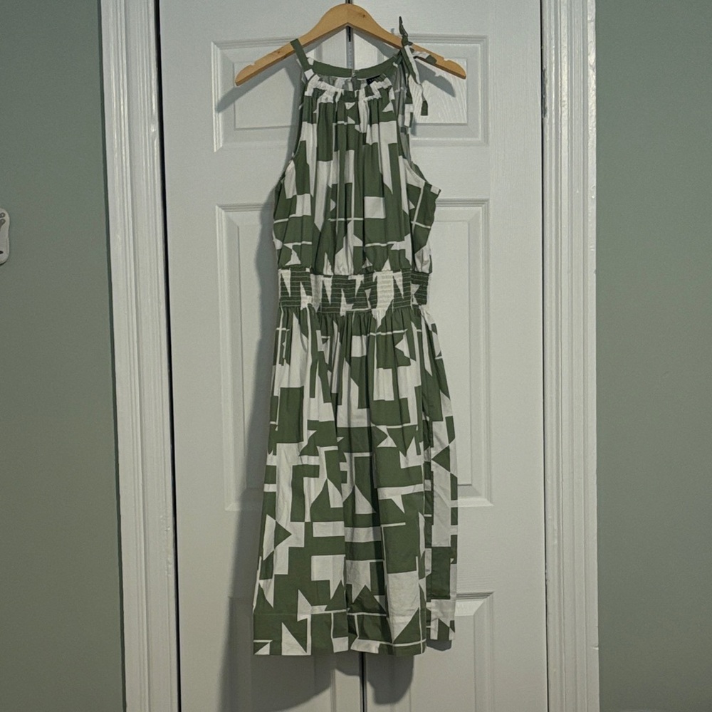 Green and White Geometric Print Lane Bryant Dress